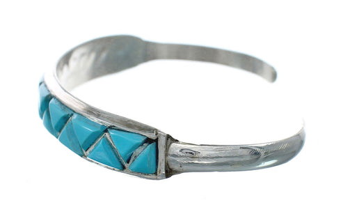 Native American Zuni Sterling Silver Turquoise Cuff Bracelet NX11588